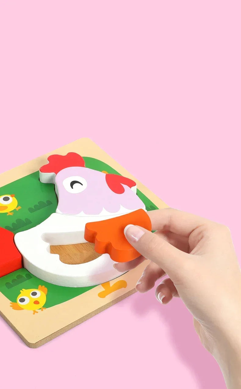 3D Wooden Tangram Puzzle Set for Kids – Cartoon Animals & Traffic Themes