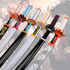 A collection of Demon Slayer Tanjiro Katana replicas featuring various colored hilts and blades.