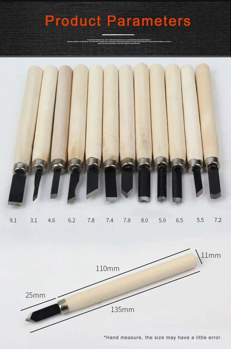 12-Piece Wood Carving Chisel Set for Precision and Detail Work