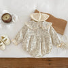 Baby Girls Lace-Trim Cotton Romper with Floral Details