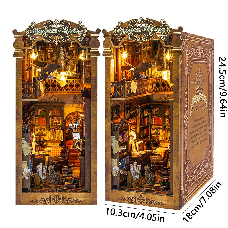 DIY Miniature Book Nook Kit - Retro Wooden Dollhouse Shelf Decor