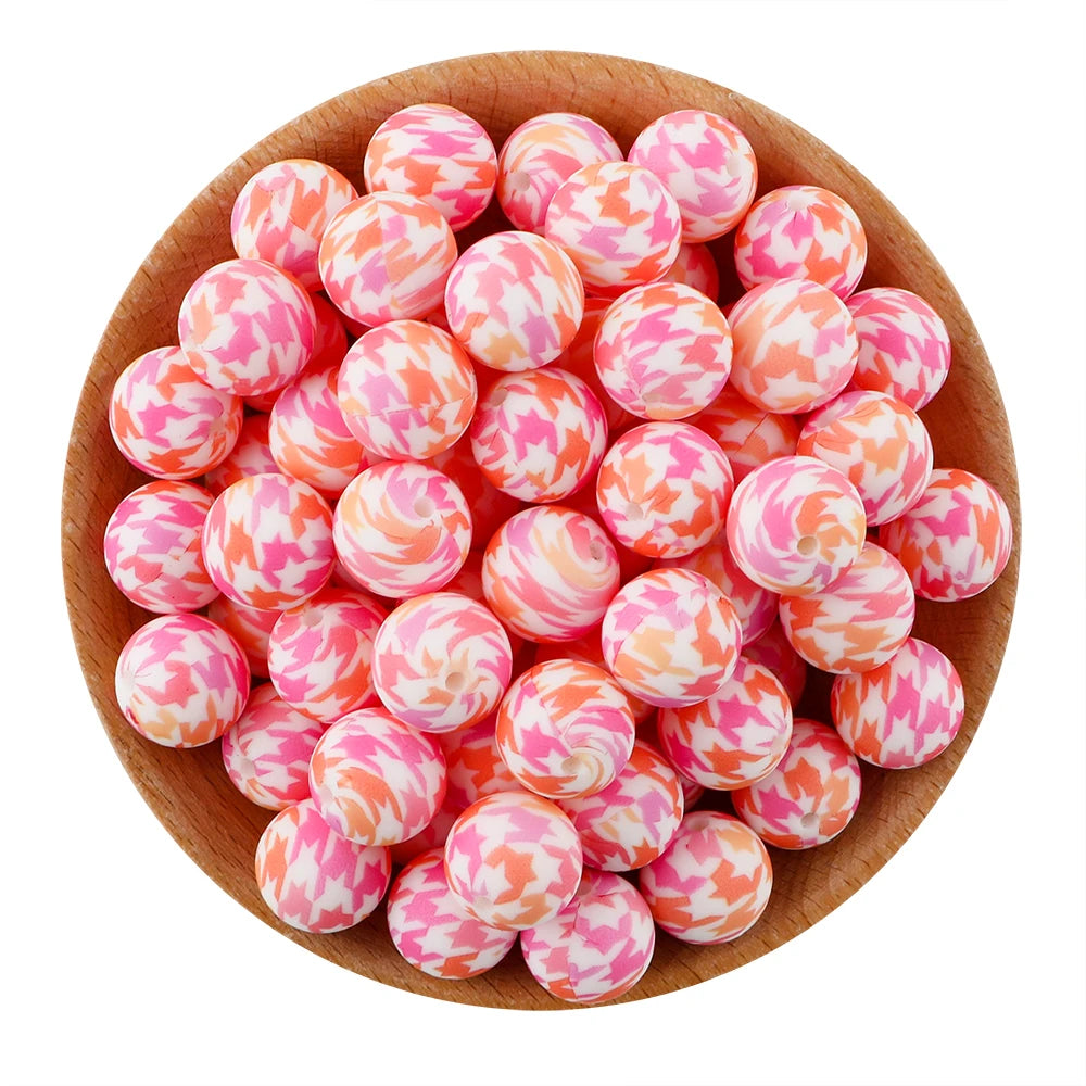 Pink Silicone Round Beads for DIY Jewelry Making