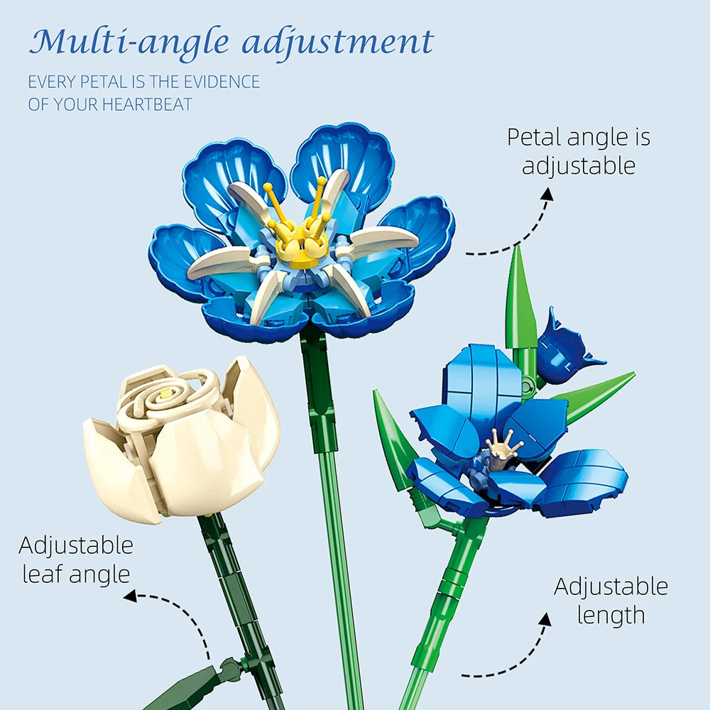 3D Eternal Flower Bouquet Building Block Set