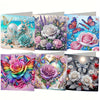 A set of diamond painting cards featuring colorful flowers and butterflies for birthday cards.