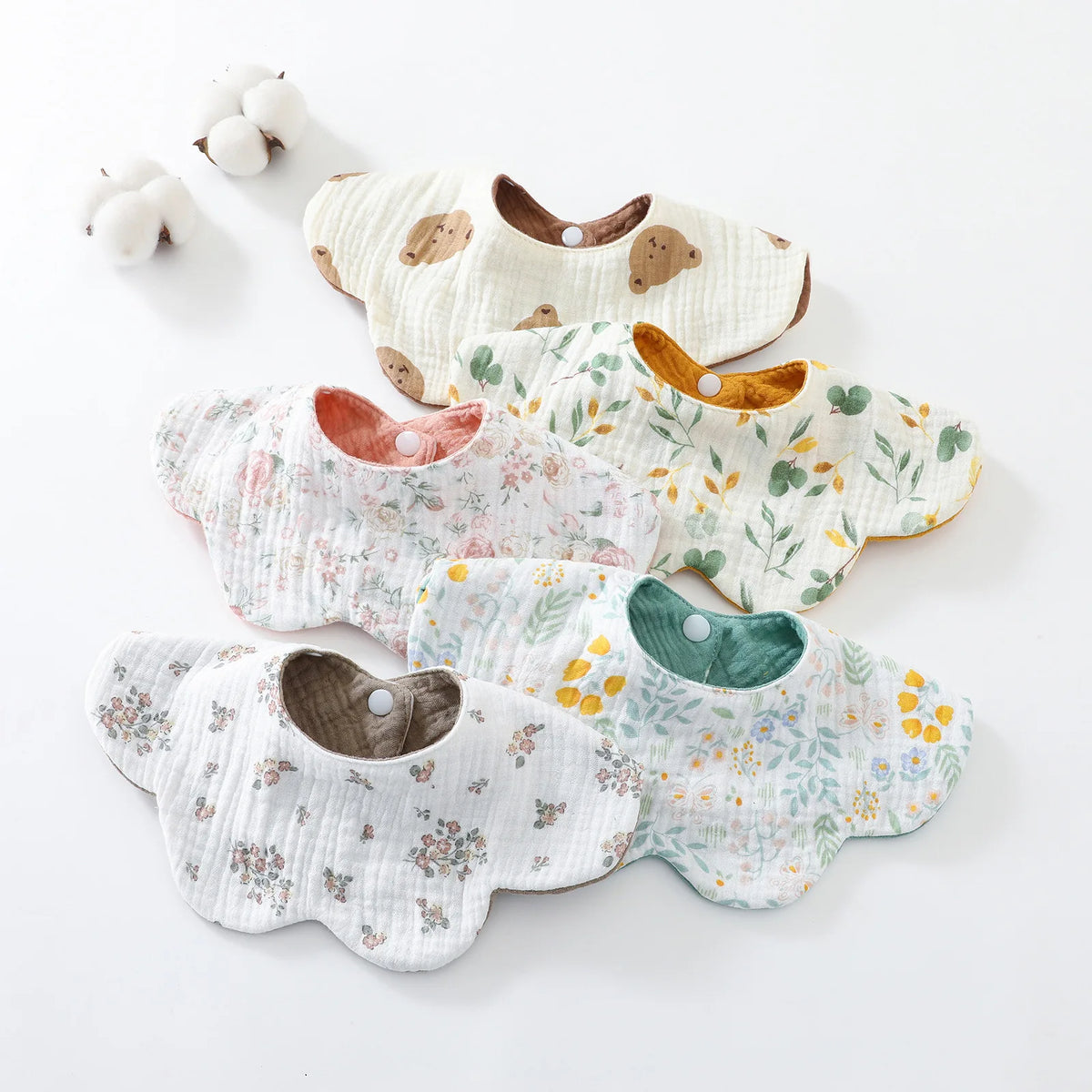 6-Layer Cotton Baby Bib with Reversible Design
