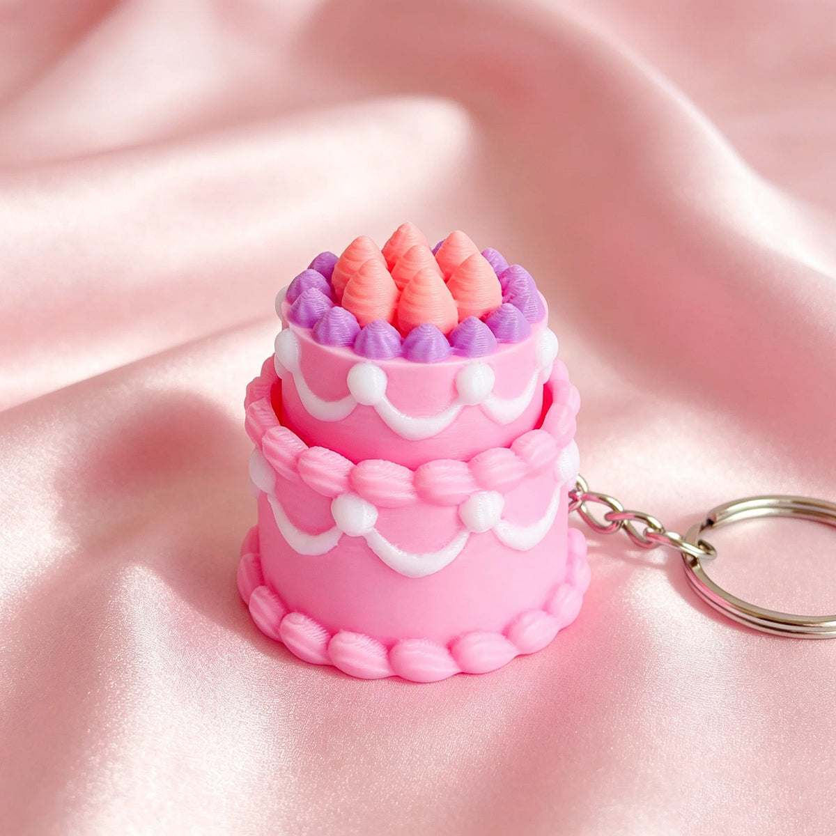 Cute Cartoon Cake Fidget Keychain – Stress Relief Clicker Toy