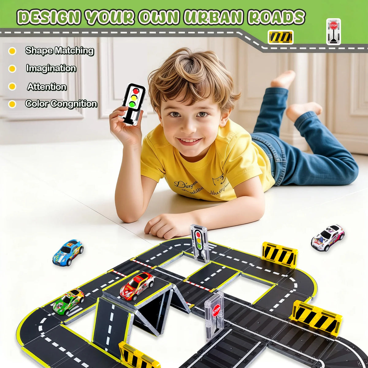 Magnetic Building Blocks Toy with Cars – STEM Educational Construction Set