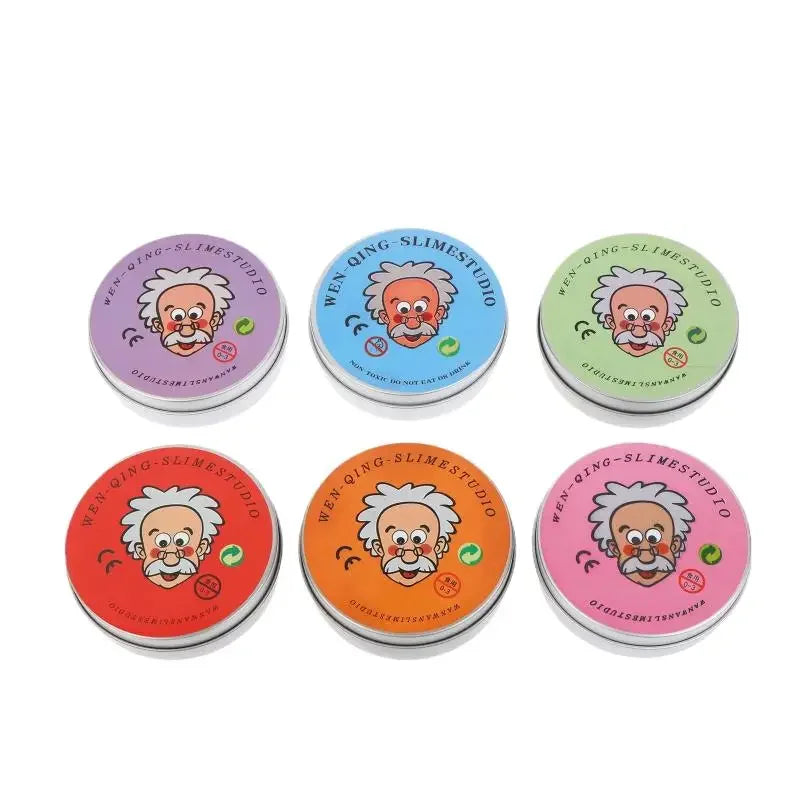 A set of colorful liquid glass crystal slime stress relief fidget toys in various shades of purple, blue, green, and orange.