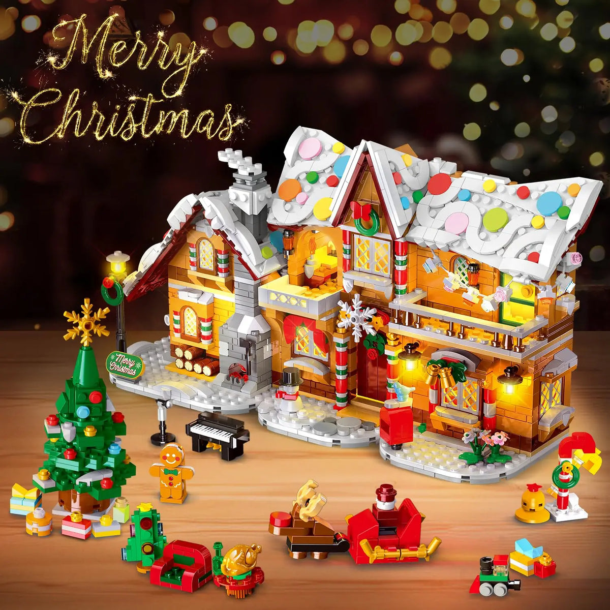 Gingerbread House Building Set with LED Lights – 3 Holiday Styles for Kids and Adults