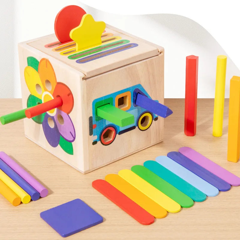5-in-1 Wooden Shape & Color Sorting Toy for Toddlers