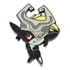 A set of enamel pins featuring a stylized cartoon character head with gray and yellow accents.