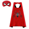 A red superhero cape and mask set featuring a Spider-Man design for kids dress-up.