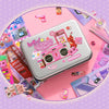 A pink and silver die-cut sticker book set featuring various kawaii themed stickers and accessories arranged on a light pink 