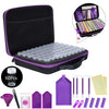 A purple diamond painting storage kit featuring a zippered case, silicone storage trays, and various painting accessories.