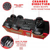 An interactive electric fire truck toy featuring lights, siren sounds, and a push-to-open function.