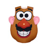 A brown Mr. Potato Head face mask with large eyes, nose, and mouth features.