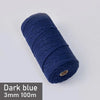 A spool of dark blue 3mm cotton macrame cord measuring 100 meters.