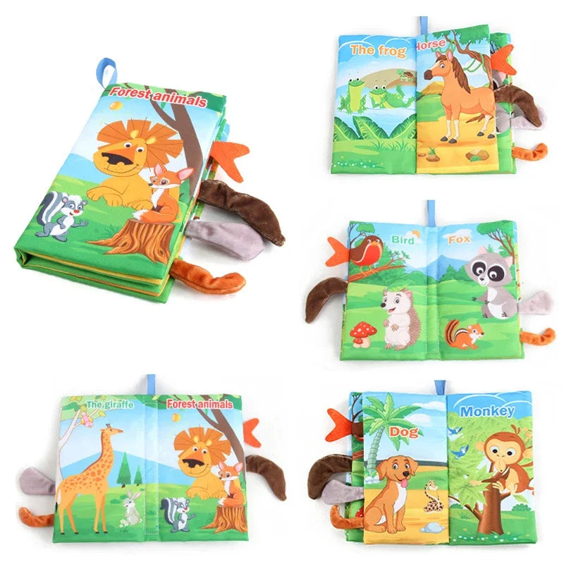 A set of colorful forest animals soft touch and feel baby books for infants