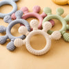 Baby Silicone & Wood Teether – Hand-Shaped Sensory Chew Toy