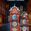 A detailed 3D metal puzzle kit of a historic clock face featuring an astronomical dial and calendar dial.