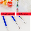 A set of acrylic pigment, canvas, and a nylon paintbrush for painting by numbers.