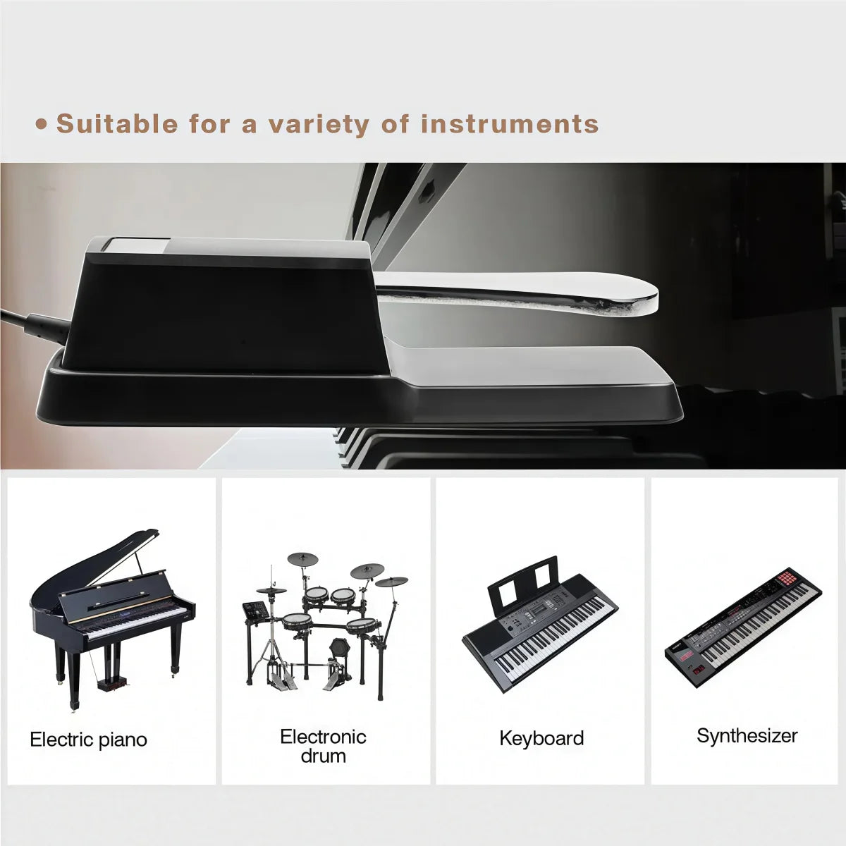 Universal Sustain Pedal with Polarity Switch for Keyboards and Digital Pianos