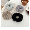 Plush Knit Scrunchie Hair Ties with Leather Accent