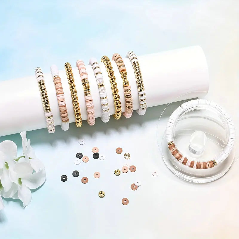 DIY Clay Bead Bracelet Making Kit with Golden Letter Beads