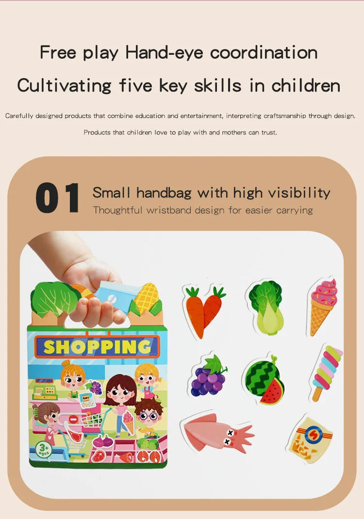 Reusable Sticker Book for Kids – Mess-Free Pretend Play & Learning Themes