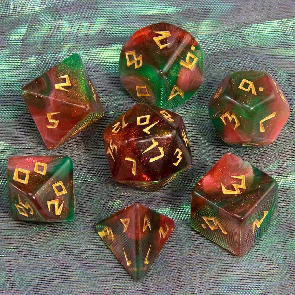 7-Piece Polyhedral Glitter Dice Set for Dungeons & Dragons