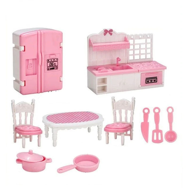 Miniature Dollhouse Furniture Set for Bedroom, Living Room, Kitchen & Bathroom
