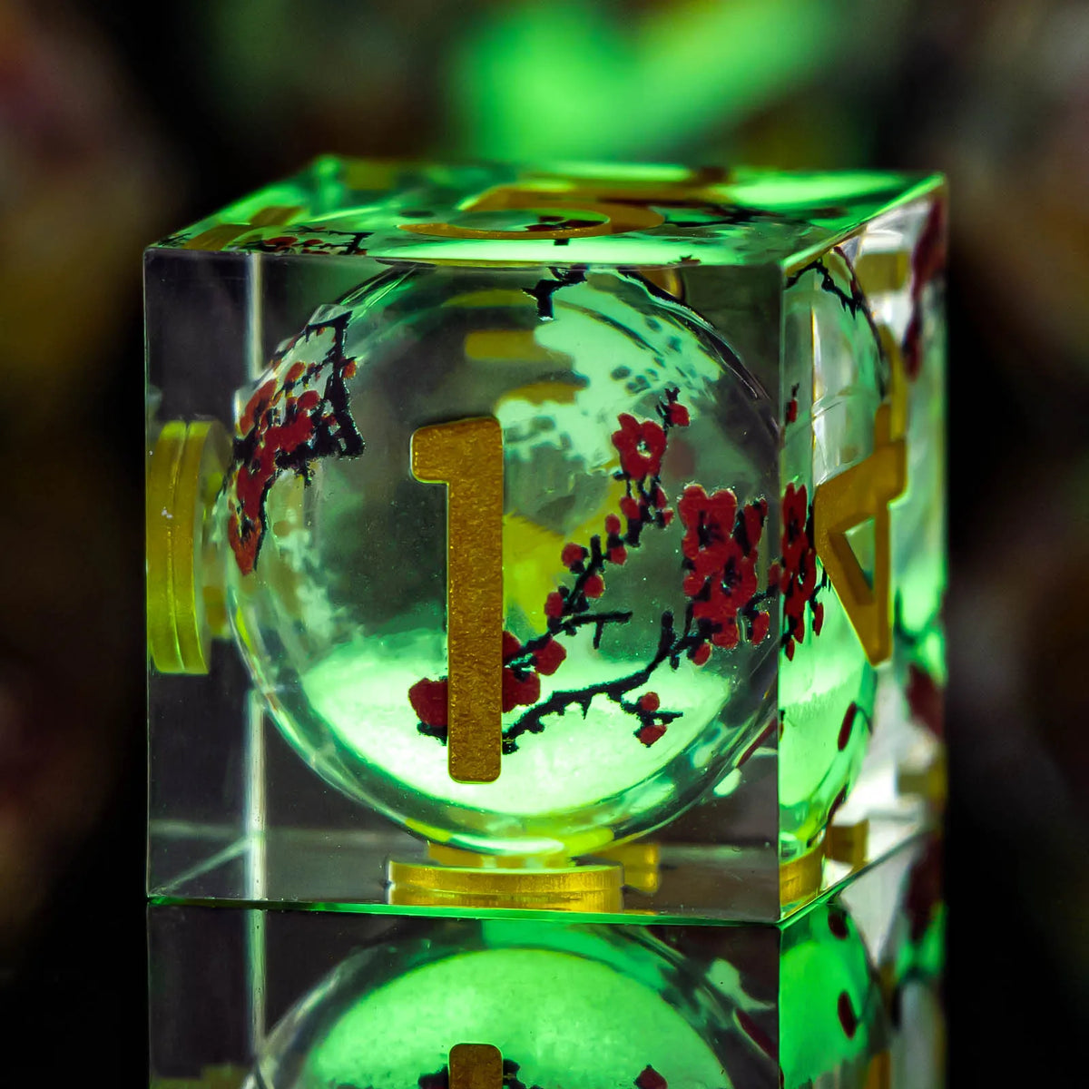 Liquid Core Glow D&D Dice Set with Sharp Edges