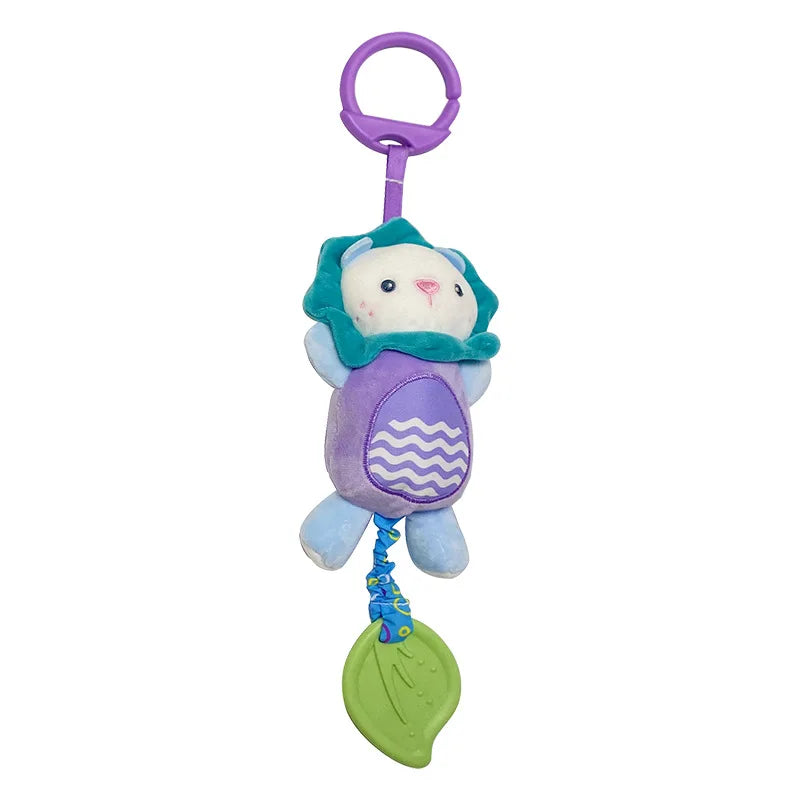 Soft Hanging Baby Rattle with Sensory Cartoon Plush Toy for Stroller and Crib