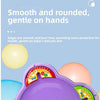 A purple pull-string spinning top battle game for kids and family is shown with various colored balls.