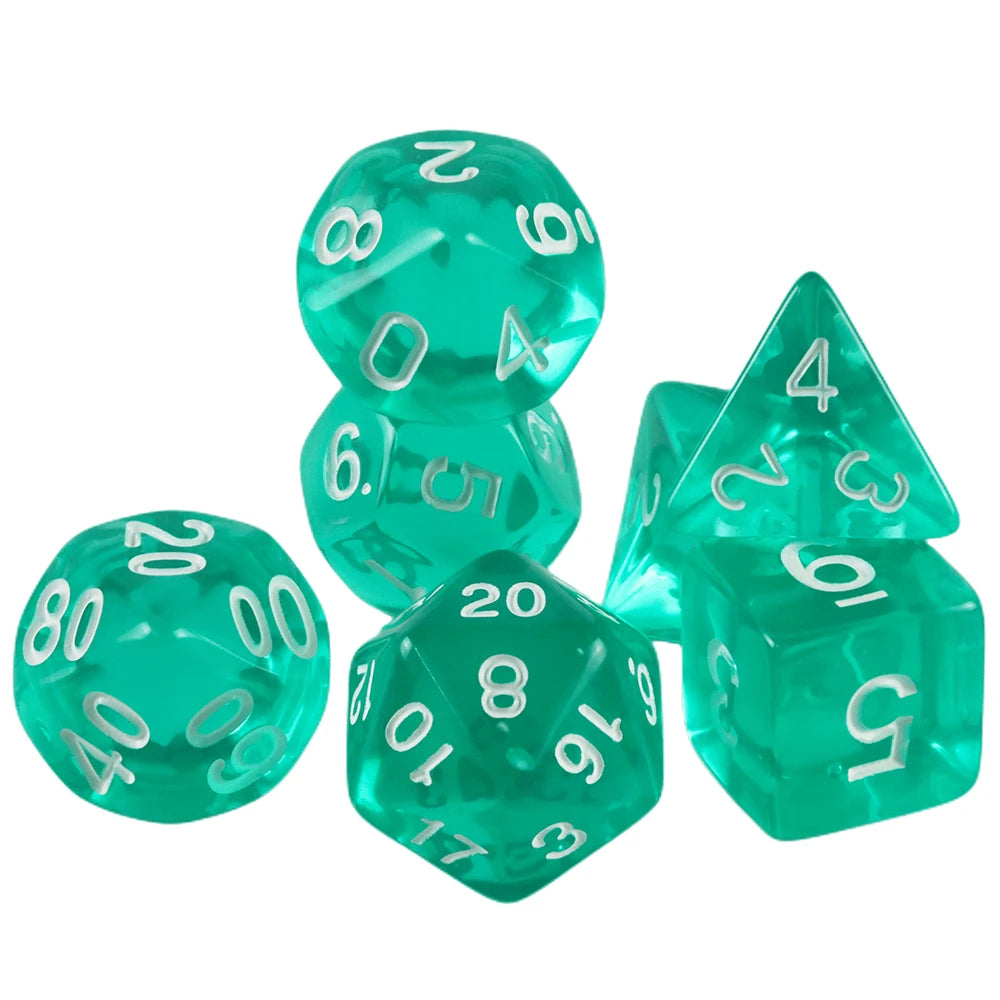 Crystal Clear Polyhedral Dice Set for Tabletop RPGs