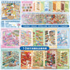 A set of 10 desktop organizers and scrapbook sticker sheets featuring various colorful paper and plastic components for craft