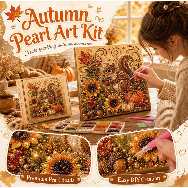 Autumn Pumpkin 5D Pearl Painting Kit with Frame