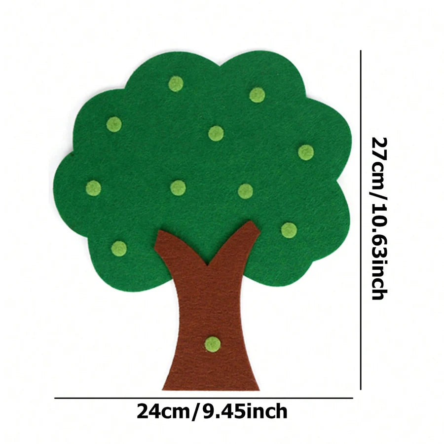Felt Fruit Tree Puzzle – Color & Number Learning Toy for Kids