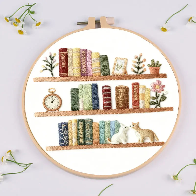 Floral Book Embroidery Kit – DIY Cross Stitch for Adults