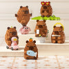 A set of cute brown and pink animal building blocks, including a bear, a frog, and other figures.