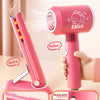 A pink hair dryer and clip set with simulated sound and light effects for role play