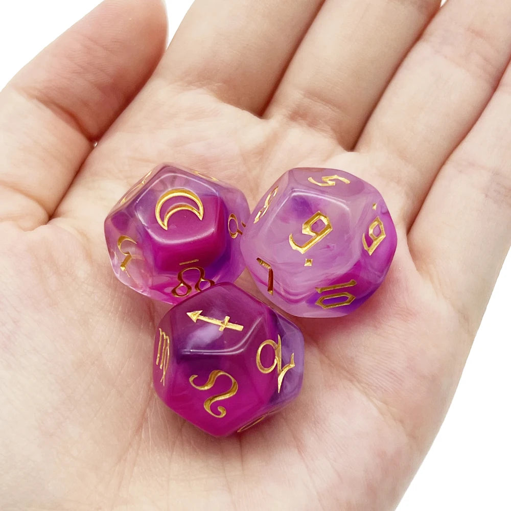 Astrology Divination Dice Set – 3 D12 Constellation Dice for Guidance and Insight
