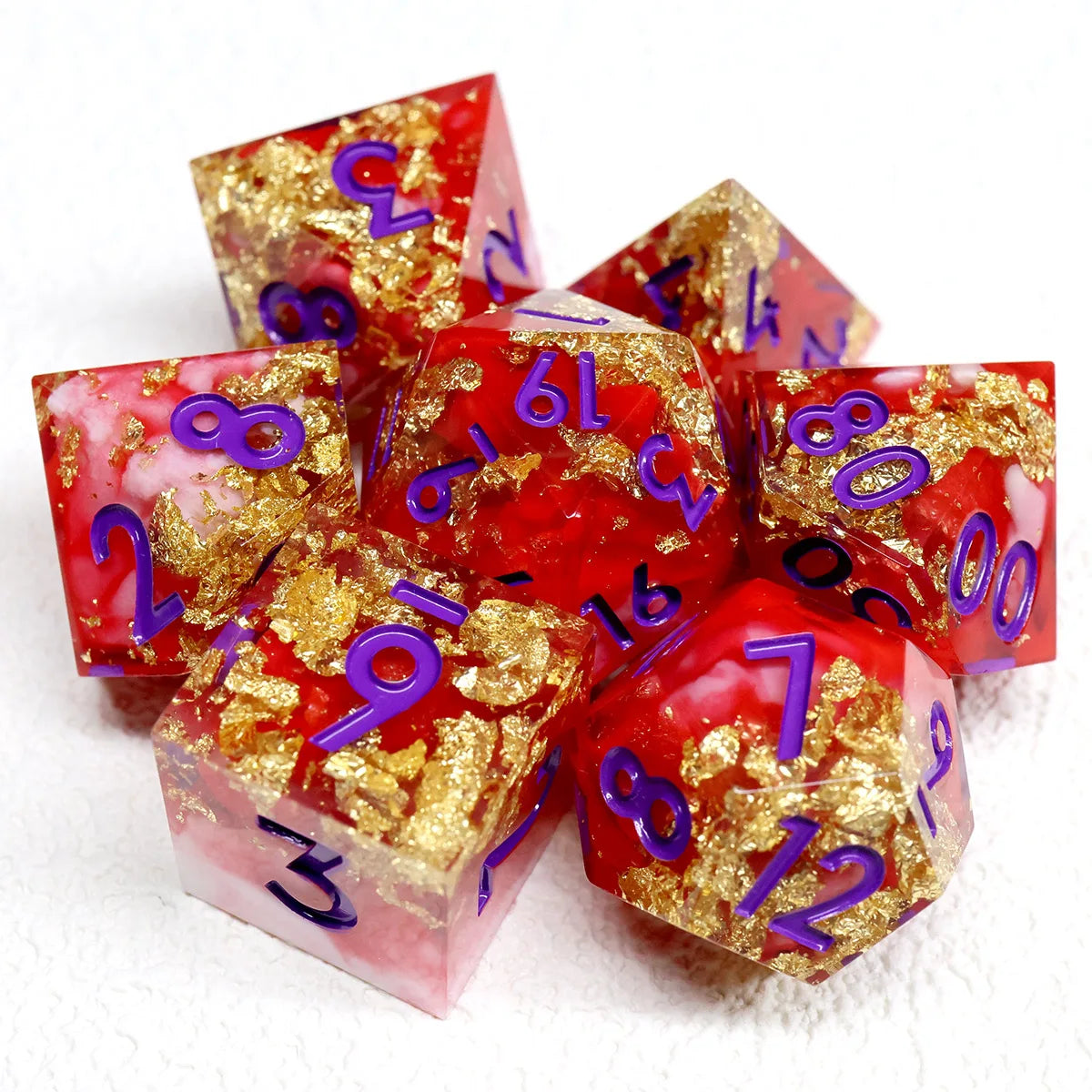Handmade Resin Polyhedral Dice Set with Sharp Edges