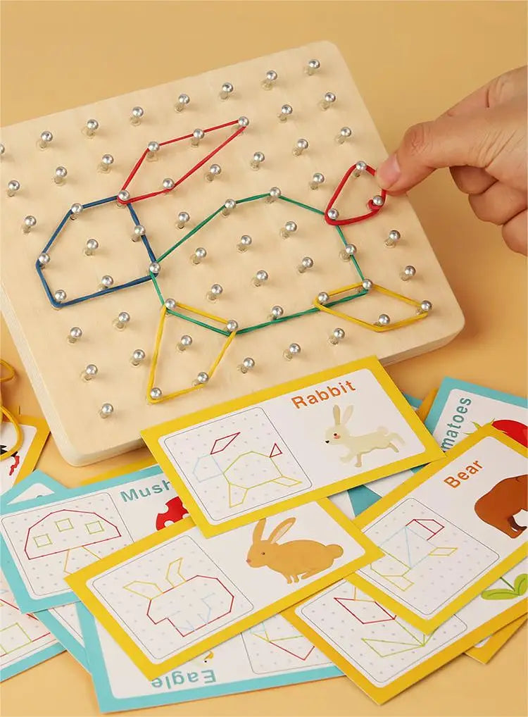 Wooden Geoboard Shape Learning Toy for Kids