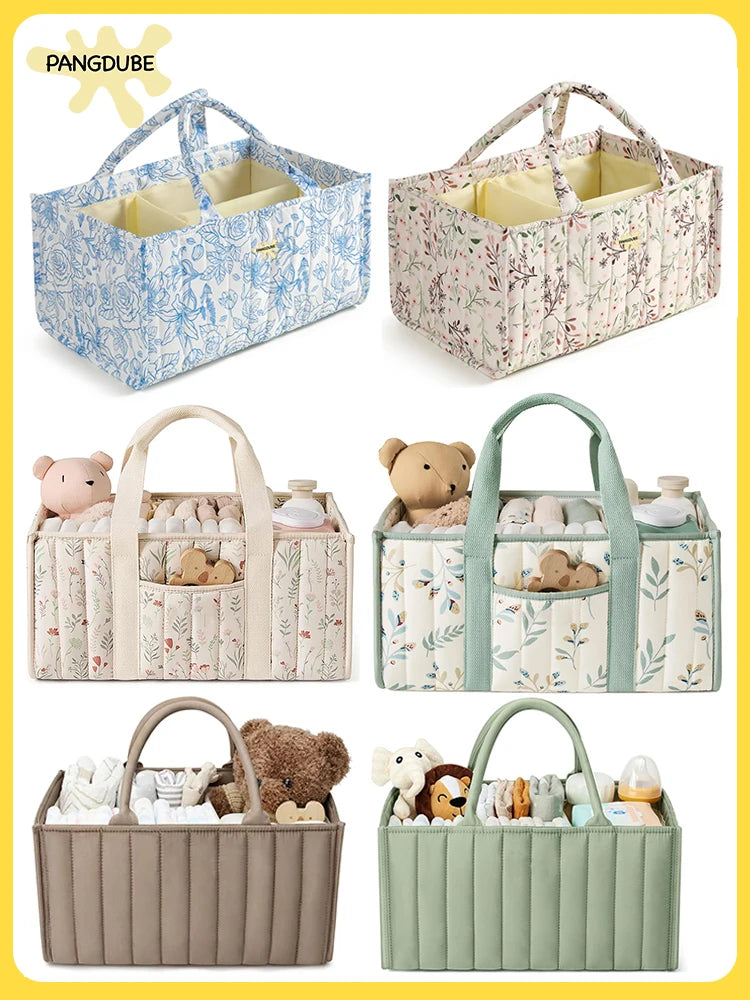 Nursery Diaper Stacker Organizer with Portable Caddy Design