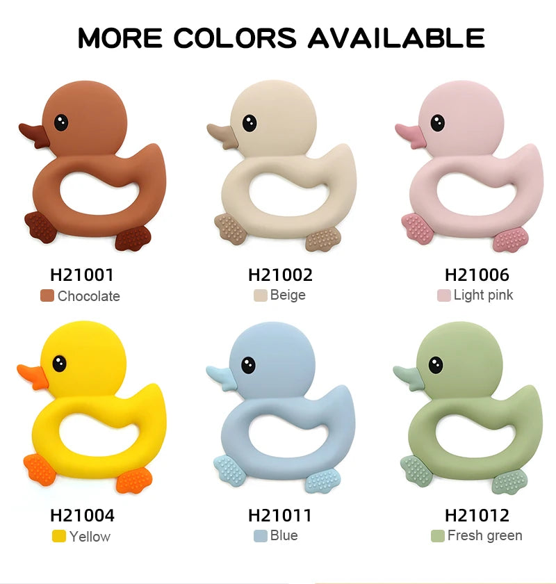 Adorable Duck Silicone Baby Teether with Clip