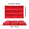 Red silicone mold with nine cavities and a rectangular tray for DIY crafts