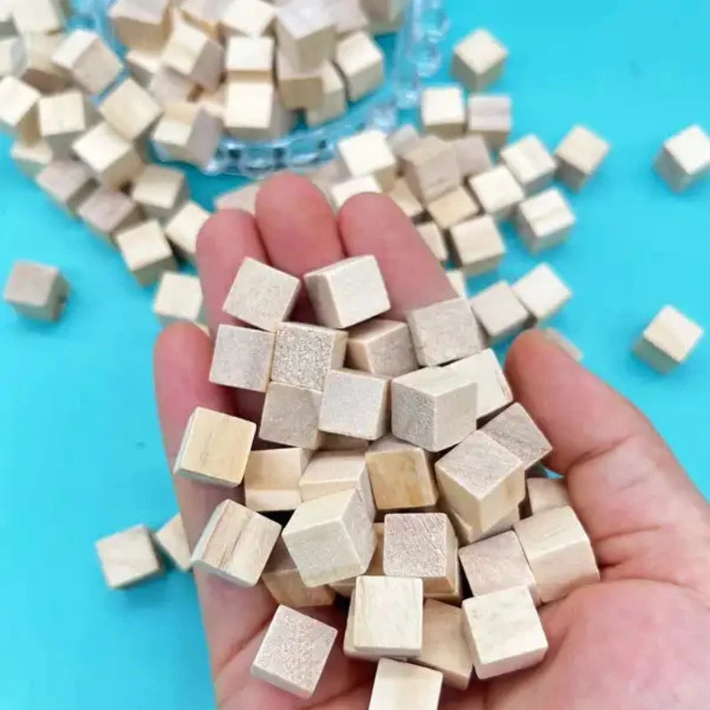 Natural Wooden Craft Cubes for DIY Projects and Puzzle Making