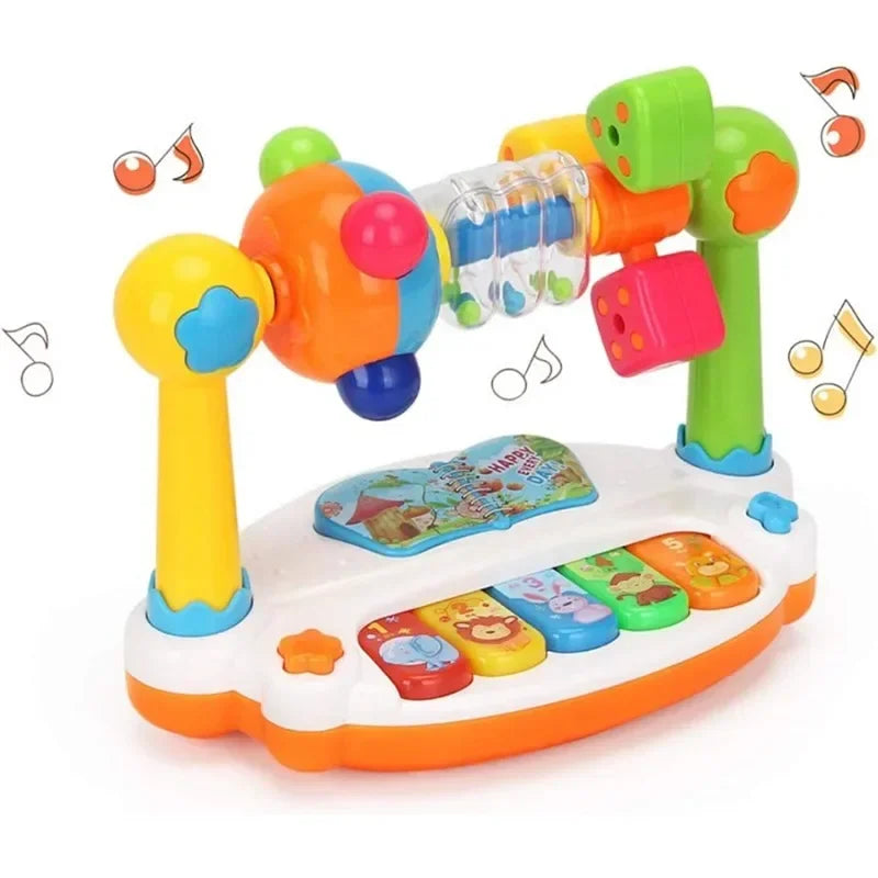 Interactive Drum & Piano Toy with Rotating Lights and Sounds