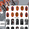 A collection of vintage angel and saint nail art stickers featuring cherubs, crosses, and religious figures.